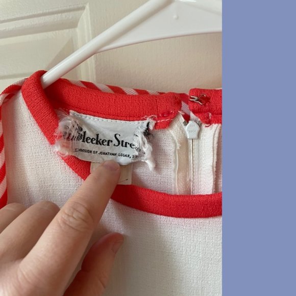 Vintage Bleeker Street Hot Coral and White Dress - Picture 6 of 10